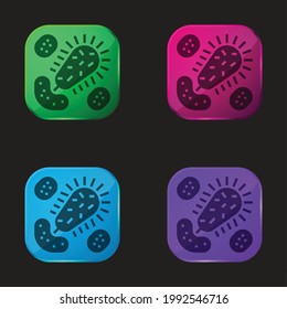 Bacteria four color glass button icon