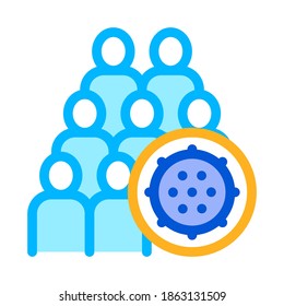 Bacteria Germ And People Vector Thin Line Icon. Infection Micro Organism And Group Of Silhouette Linear Pictogram. Microbe Type Virus Biology Microorganism Contour Illustration