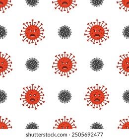 Bacteria, germs or biology Organisms Seamless Pattern. Virus Infection, Ebola epidemic. Microorganism disease causing, cell cancer, microbe, virus. 