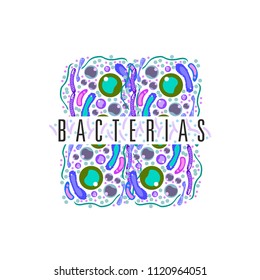 Bacteria and germs colorful set, micro-organisms disease-causing objects, different types, bacteria, viruses, fungi, protozoa. Vector flat style cartoon illustration isolated