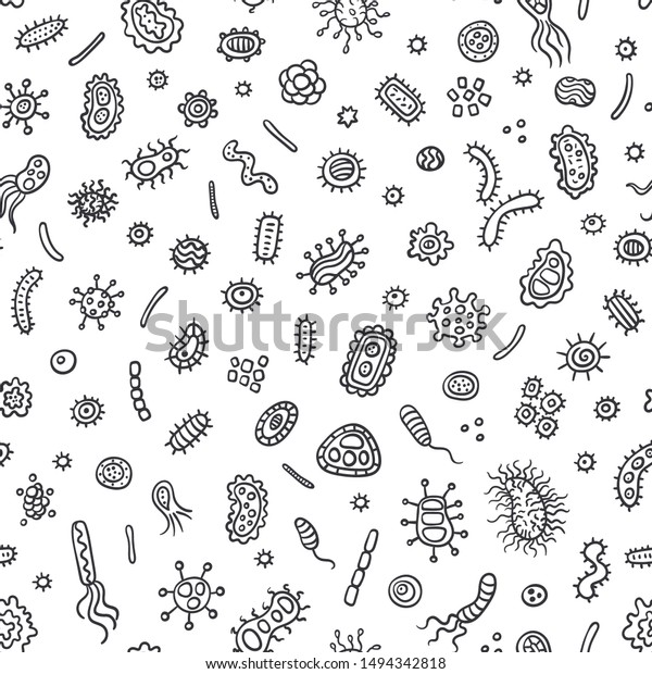 Bacteria Germs Outline Pattern Microorganisms Diseasecausing Stock ...