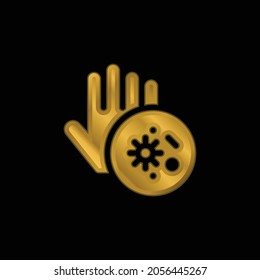Bacteria gold plated metalic icon or logo vector