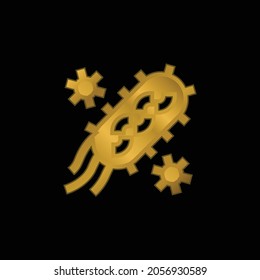 Bacteria gold plated metalic icon or logo vector