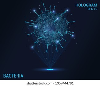 Bacteria is a hologram. Digital and technological background bacteria. Futuristic virus design