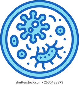Bacteria Icon Blue Vector Illustration