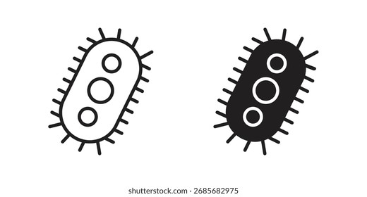 Logotipo blanco y negro plano del icono de las bacterias