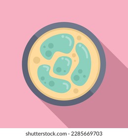 Bacteria icon flat vector. Petri dish. Cell medicine