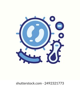 bacteria icon, isolated blue icon theme back to school