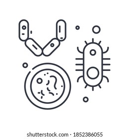 Bacteria icon, linear isolated illustration, thin line vector, web design sign, outline concept symbol with editable stroke on white background.