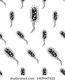 Bacteria Icon, Bacteria Seamless Pattern Vector Art Illustration