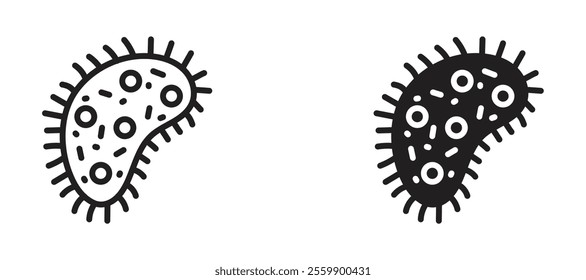 Bacteria Icon set in black color for ui designs