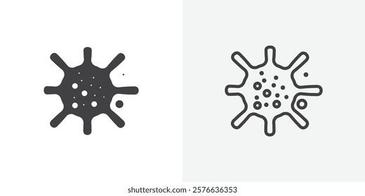 Bacteria icon set in black flat solid and outlined style.