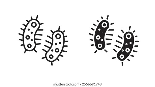 Bacteria icon set in Thin line black color.