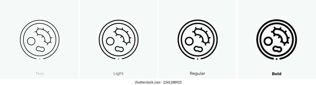 icono de bacterias. Diseño delgado, ligero y audaz aislado en un fondo blanco