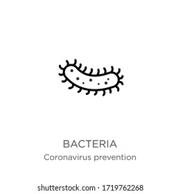 Bacteria icon. Thin linear bacteria outline icon isolated on white background from Coronavirus Prevention collection. Modern line vector sign, symbol, stroke for web and mobile