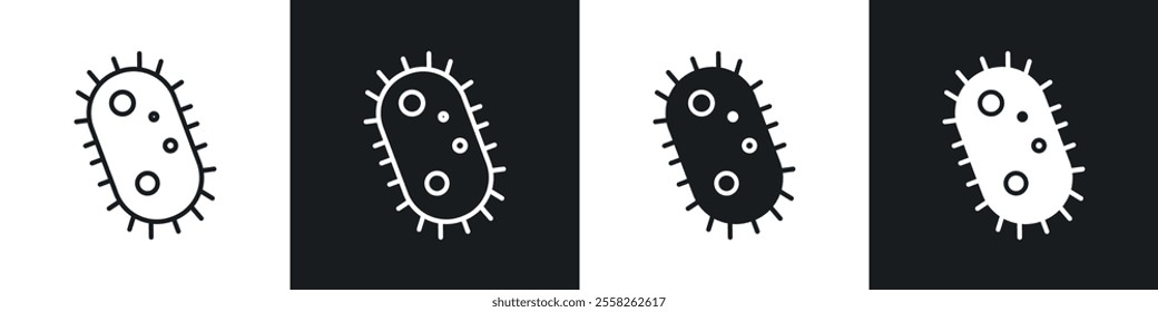 Bacteria icon vector collection in black and white.