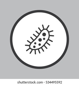 Bacteria icon in white circle on grey background