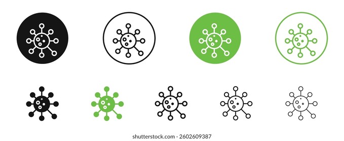 Bacteria icons in black and green colors. vector pack