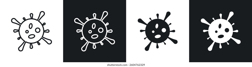 Bacteria icons in flat and linear vector illustration on white background.