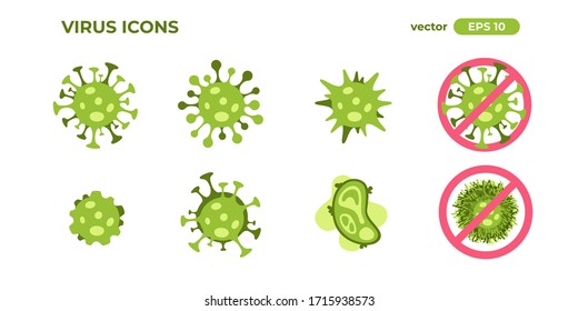 Bakteriensymbole einzeln. Virus-Mikrobenzellzeichen/-Symbol Covid-19, Coronavirus-Infektion. Vektorillustration. Flacheps10. Pandemie und Quarantäne.