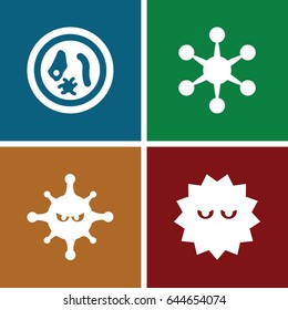 Bacteria icons set. set of 4 bacteria filled icons such as bacteria, microorganism