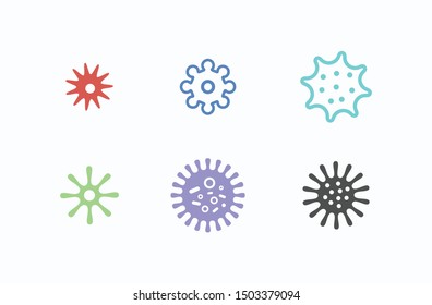 Bacteria Icons Set, microbe, virus vector design. Great for mobile app, web design, print materials, etc.