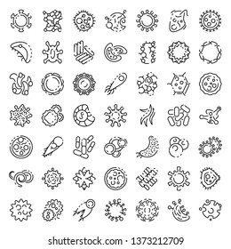 Bacteria icons set. Outline set of bacteria vector icons for web design isolated on white background