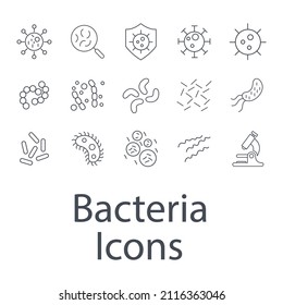 Bacteria icons set . Bacteria  pack symbol vector elements for infographic web