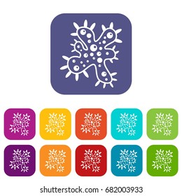 Bacteria icons set vector illustration in flat style in colors red, blue, green, and other