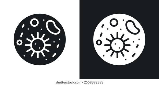 Bacteria icons in solid black and white colors