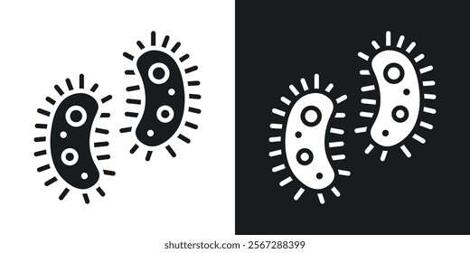 Bacteria icons in solid black and white colors