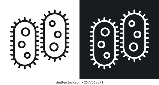 Bacteria icons in thin black and white stroke liner style