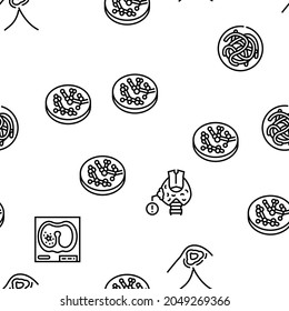 Bacteria Infection Vector Seamless Pattern Thin Line Illustration