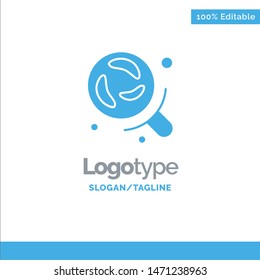 Bacteria, Laboratory, Research, Science Blue Solid Logo Template. Place for Tagline. Vector Icon Template background