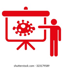 Bacteria Lecture vector icon. Style is flat symbol, red color, rounded angles, white background.