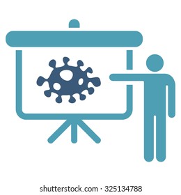 Bacteria Lecture vector icon. Style is bicolor flat symbol, cyan and blue colors, rounded angles, white background.