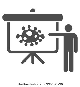 Bacteria Lecture vector icon. Style is flat symbol, gray color, rounded angles, white background.