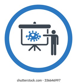 Bacteria Lecture vector icon. Style is bicolor flat rounded symbol, smooth blue colors, rounded angles, white background.