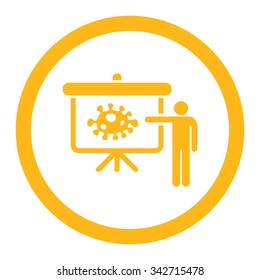 Bacteria Lecture vector icon. Style is flat rounded symbol, yellow color, rounded angles, white background.