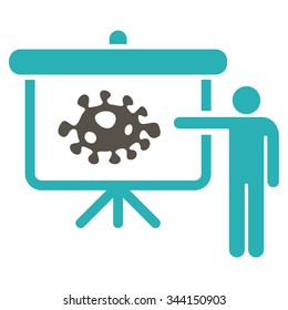 Bacteria Lecture vector icon. Style is bicolor flat symbol, grey and cyan colors, rounded angles, white background.