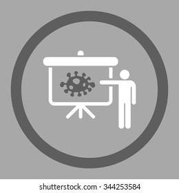 Bacteria Lecture vector icon. Style is bicolor flat rounded symbol, dark gray and white colors, rounded angles, silver background.