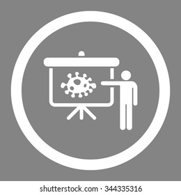 Bacteria Lecture vector icon. Style is flat rounded symbol, white color, rounded angles, gray background.