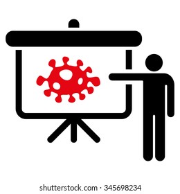 Bacteria Lecture vector icon. Style is bicolor flat symbol, intensive red and black colors, rounded angles, white background.