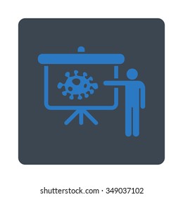 Bacteria Lecture vector icon. Style is flat rounded square button, smooth blue colors, white background.