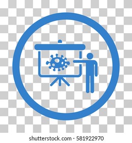 Bacteria Lecture vector pictograph. Illustration style is a flat iconic cobalt symbol on a transparent background.
