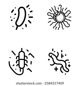 bacteria lie art icon vectoe set