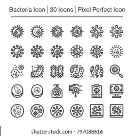 bacteria line icon set