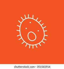 Bactérias ícone de linha para web, celular e infográficos. Ícone branco vetorial isolado no fundo vermelho.