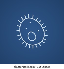 Bacteria line icon for web, mobile and infographics. Vector light blue icon isolated on blue background.