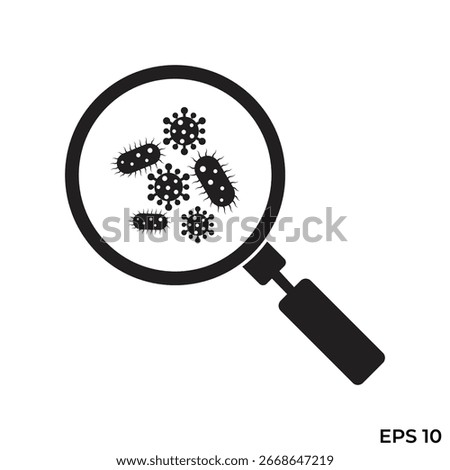 bacteria magnifying glass flat icon vector